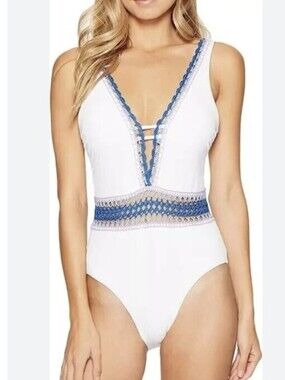 Becca Color Scenic Route One-Piece Swimsuit Color White Size S Style 461177